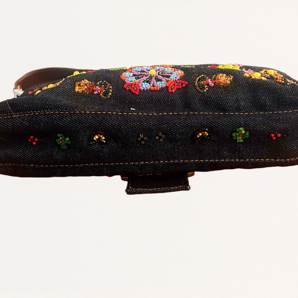 Fendi Denim Beaded Baguette - Picture 8 of 13